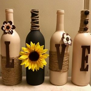 Love decorative wine bottle set